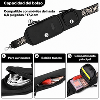 Capacidad del bolso de la correa Nora y sus tres compartimentos